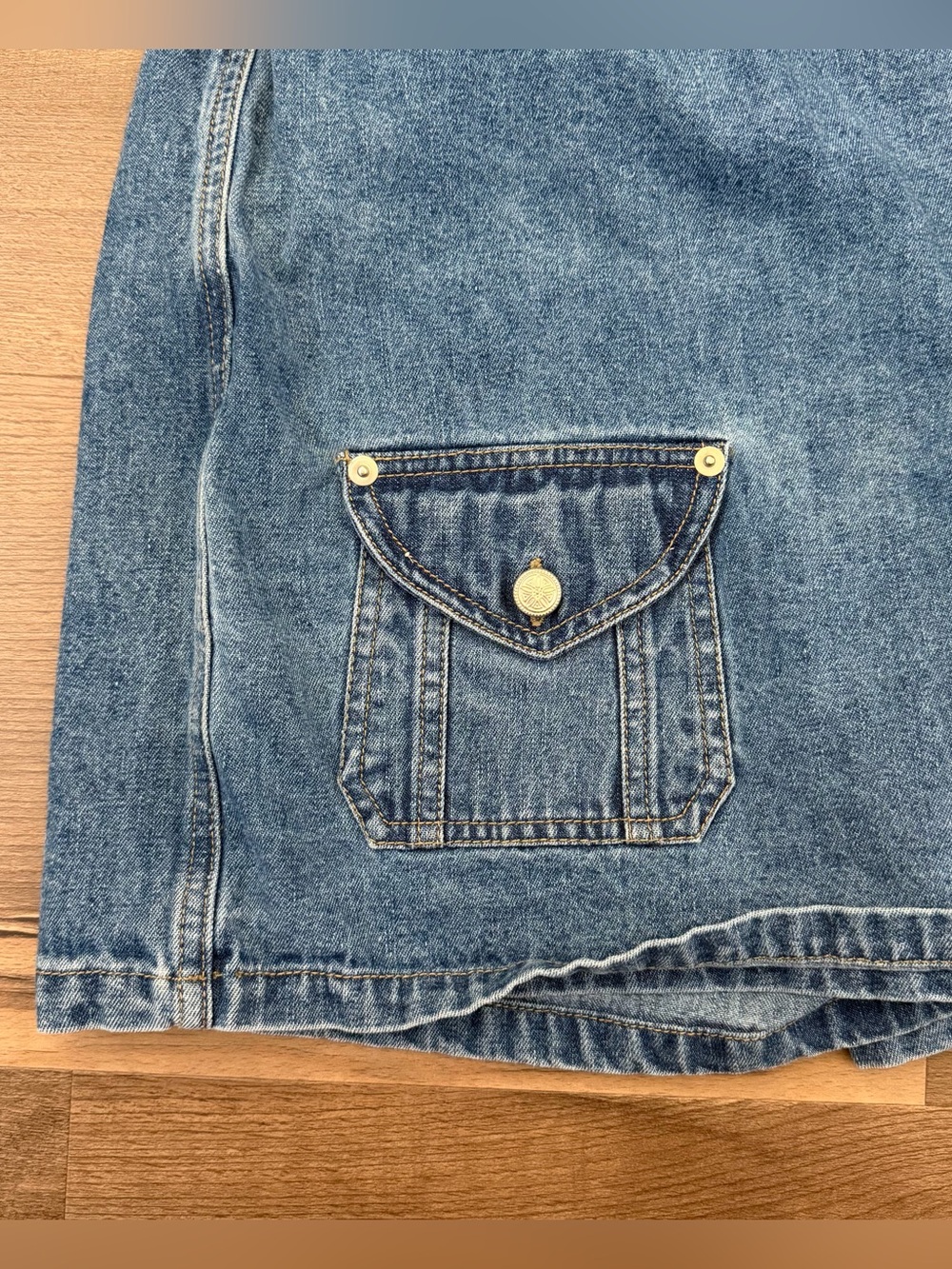 Vintage 90s Kathy Ireland Medium Wash Denim Skort Size 9/10 - Picture 3 of 10